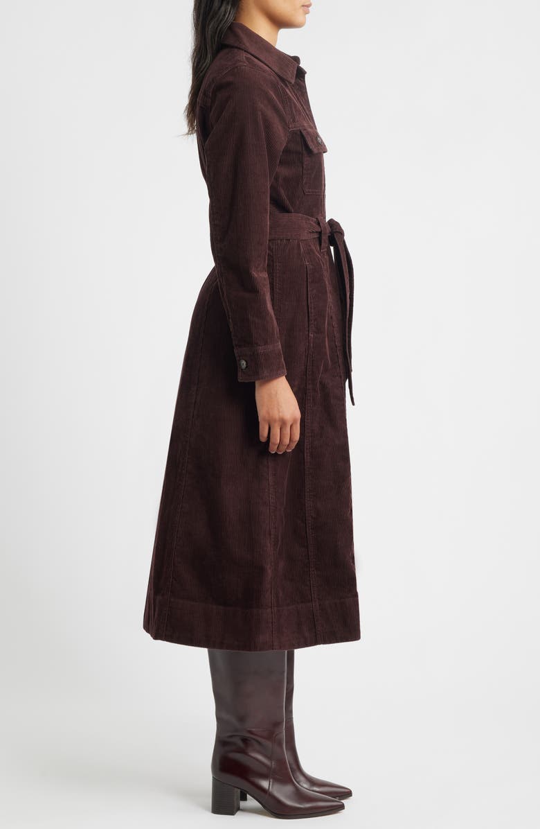 Wit & Wisdom Long Sleeve Corduroy Shirtdress, Alternate, color, Oxblood