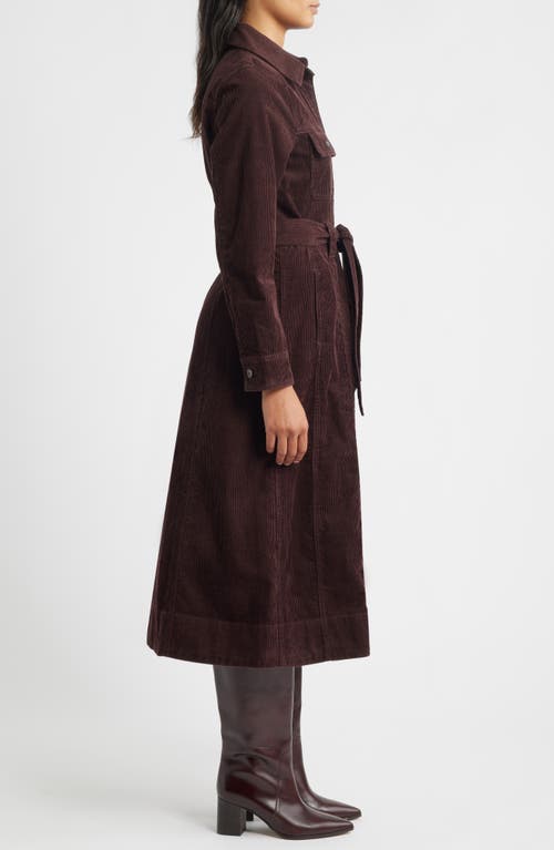 Wit & Wisdom Long Sleeve Corduroy Shirtdress In Burgundy