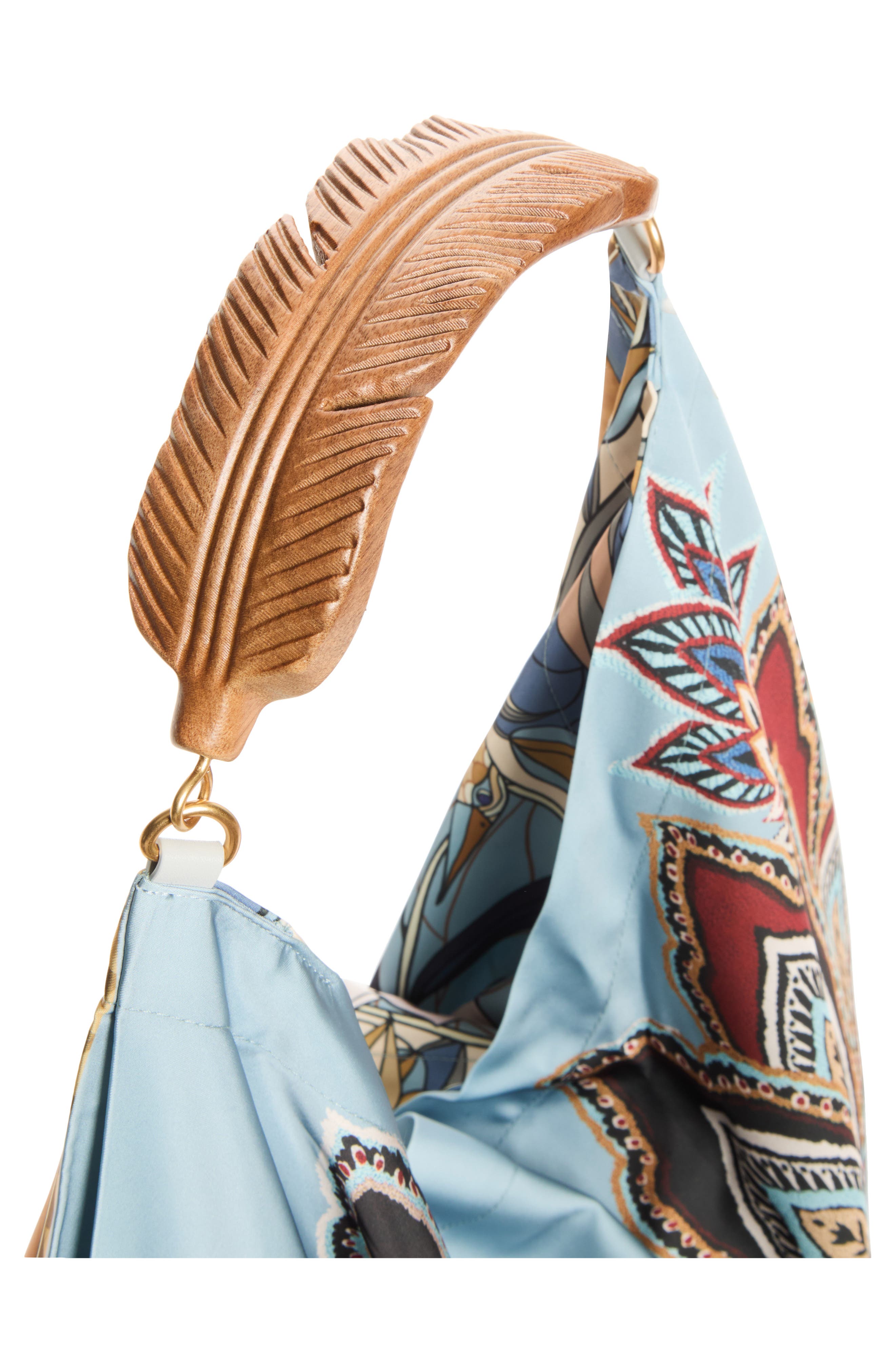 Large Satin Scarf Hobo Bag, Alternate, color, STAINED GLASS BEAUTY SOFT BLUE