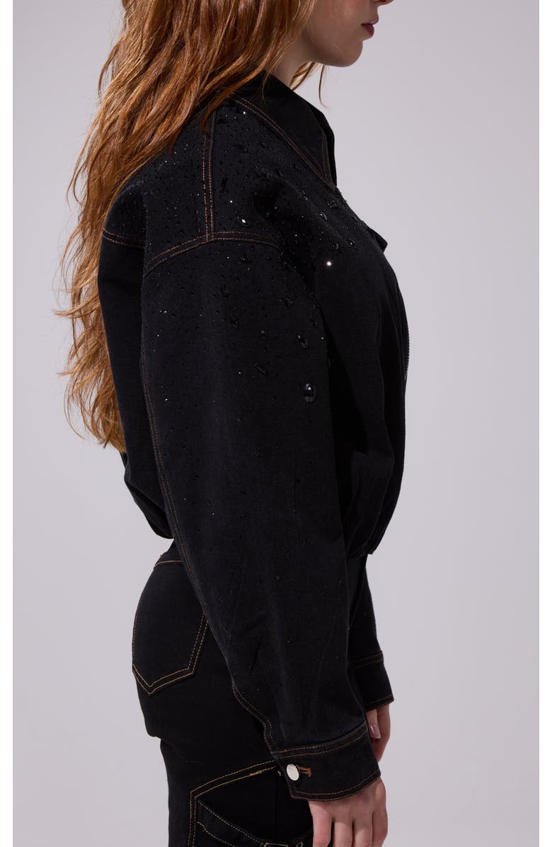 AZALEA WANG Safina Embellished Denim Jacket, Alternate, color, Black