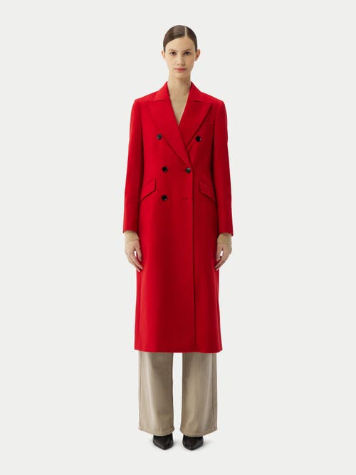 Gobi Mongolian Cashmere Cashmere Peak Lapel Long Coat In Red