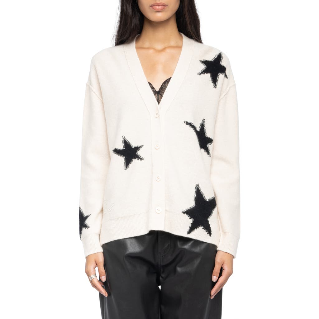 Zadig & Voltaire Mirkaz Cashmere V Neck Cardigan Sweater In White