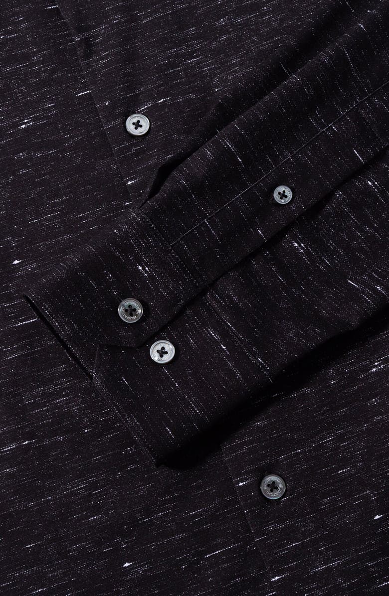Bugatchi Tech Chambray Knit Stretch Cotton Button-Up Shirt, Alternate, color, 