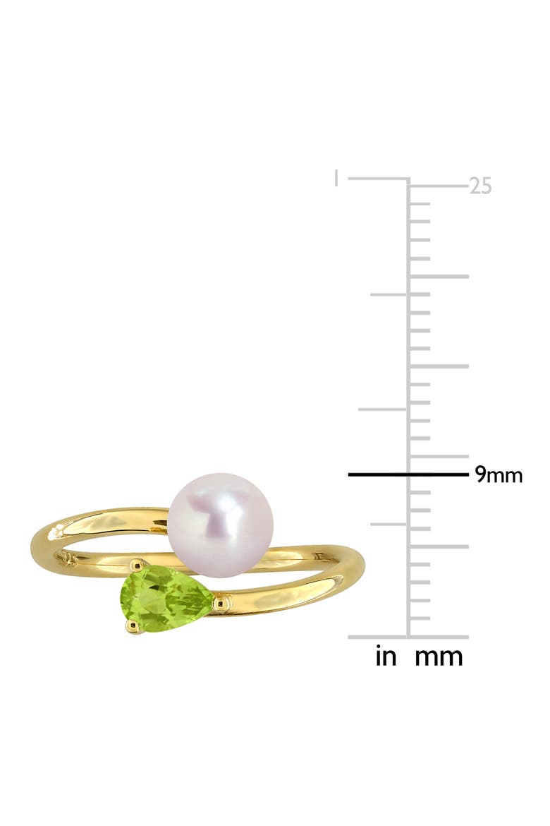 Cultured Pearl & Semiprecious Stone Crossover Ring, Alternate, color, GREEN PERIDOT