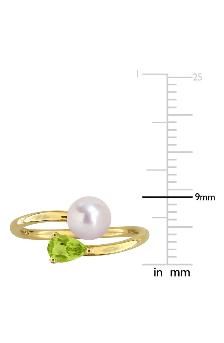 DELMAR Cultured Pearl & Semiprecious Stone Crossover Ring, Alternate, color, Green Peridot