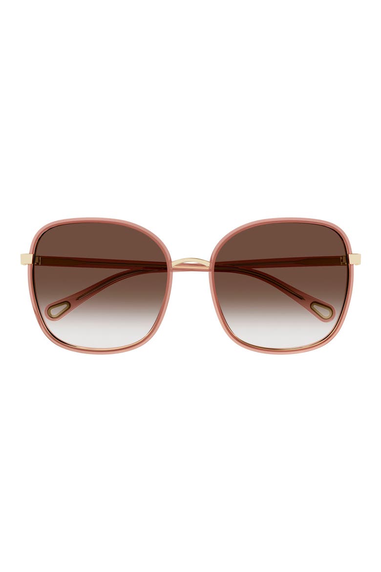 56mm Gradient Square Sunglasses, Main, color, RED