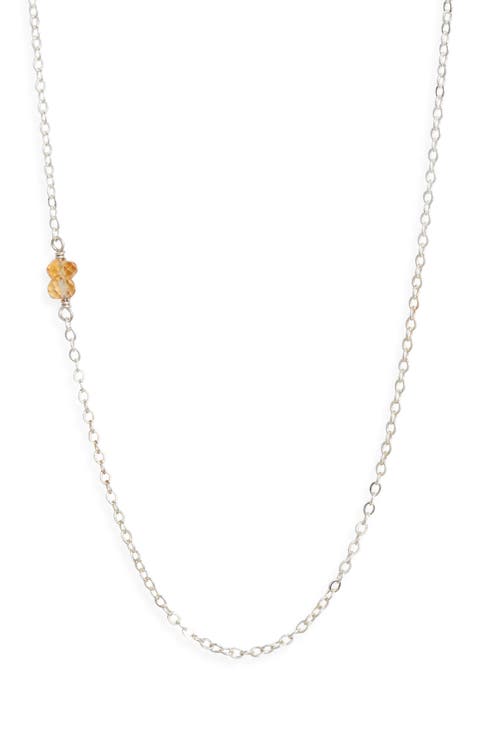 Semiprecious Stone Station Chain Necklace