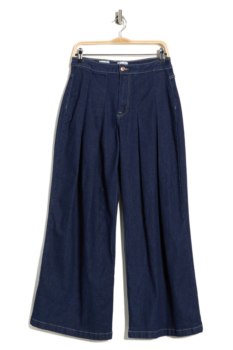 Pleated Wide Leg Jeans, Alternate, color, DARK WASH