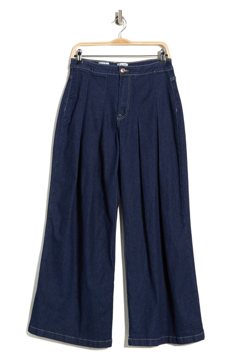 Vigoss Pleated Wide Leg Jeans, Main, color, Dark Wash