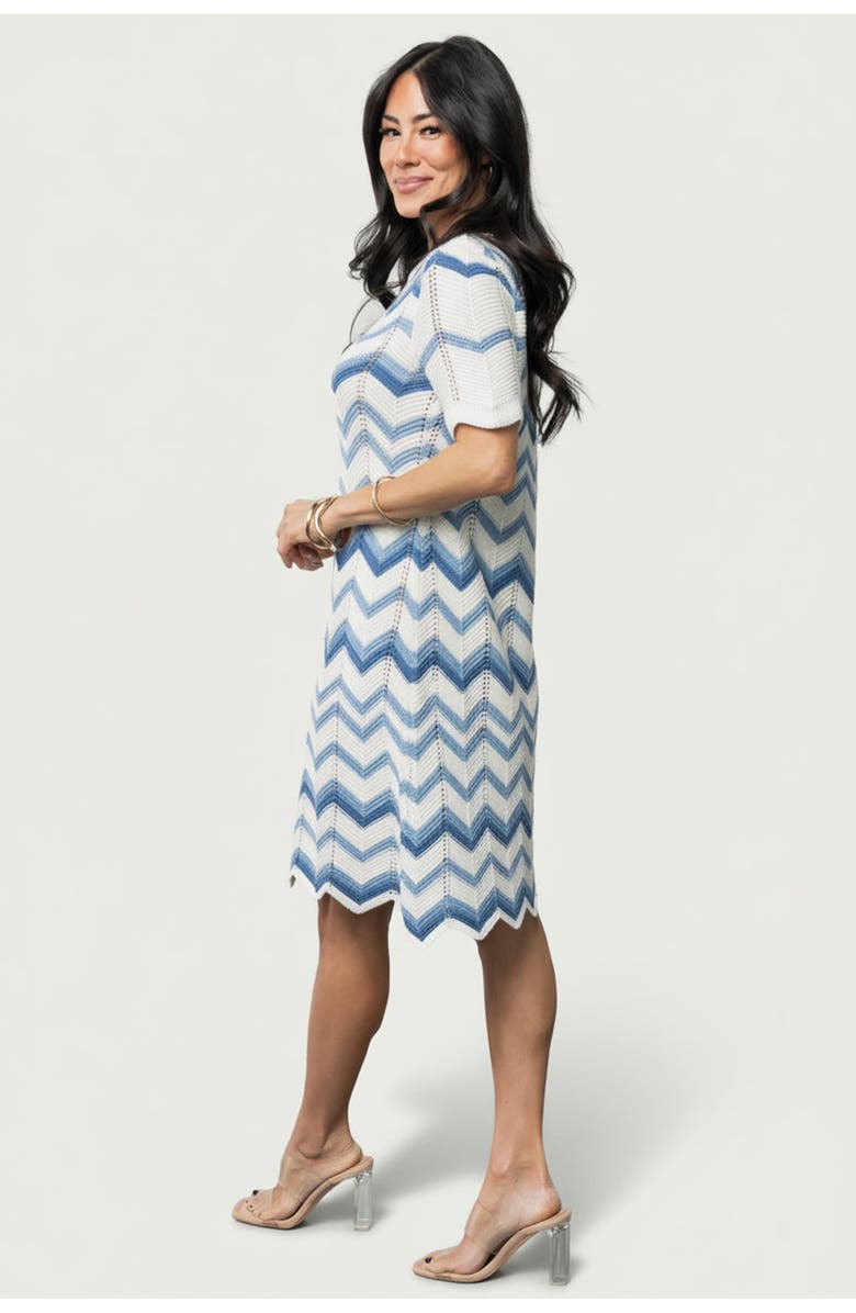 Baltic Børn Mijas Crochet Dress, Alternate, color, Blue + Off White