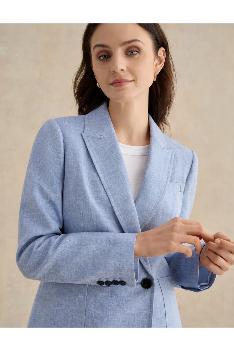 Estella Double Breasted Linen Jacket, Alternate, color, Blue White
