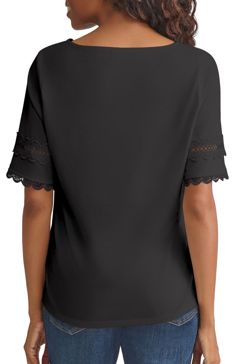 Jones New York Lace Cutout Trim Top, Alternate, color, Jones Black