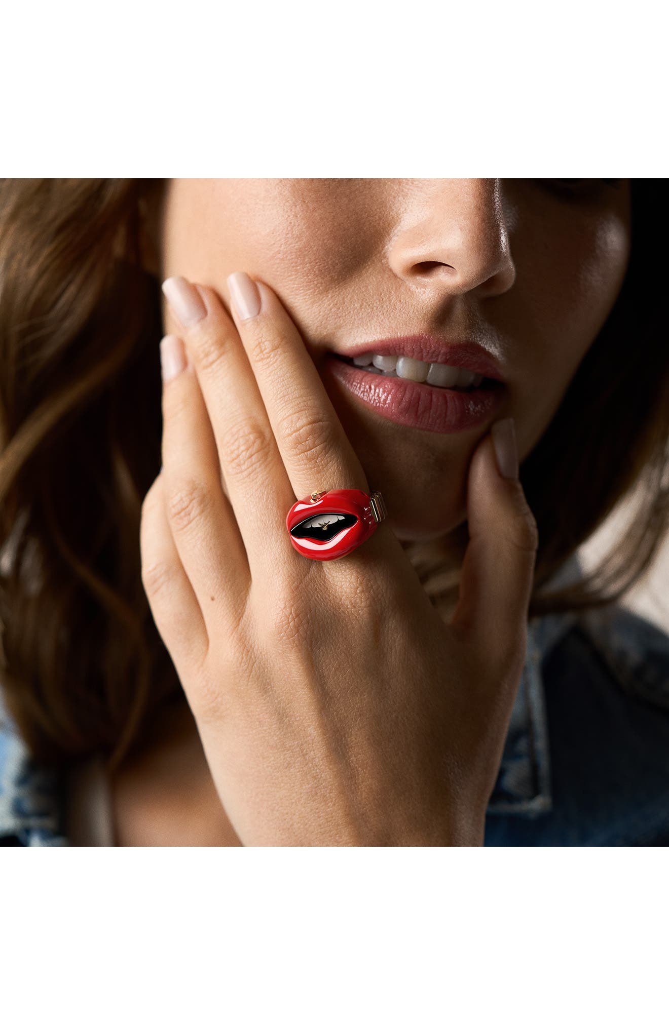 Fossil Red Lips Ring Watch, 23.3mm (Women) | Nordstrom