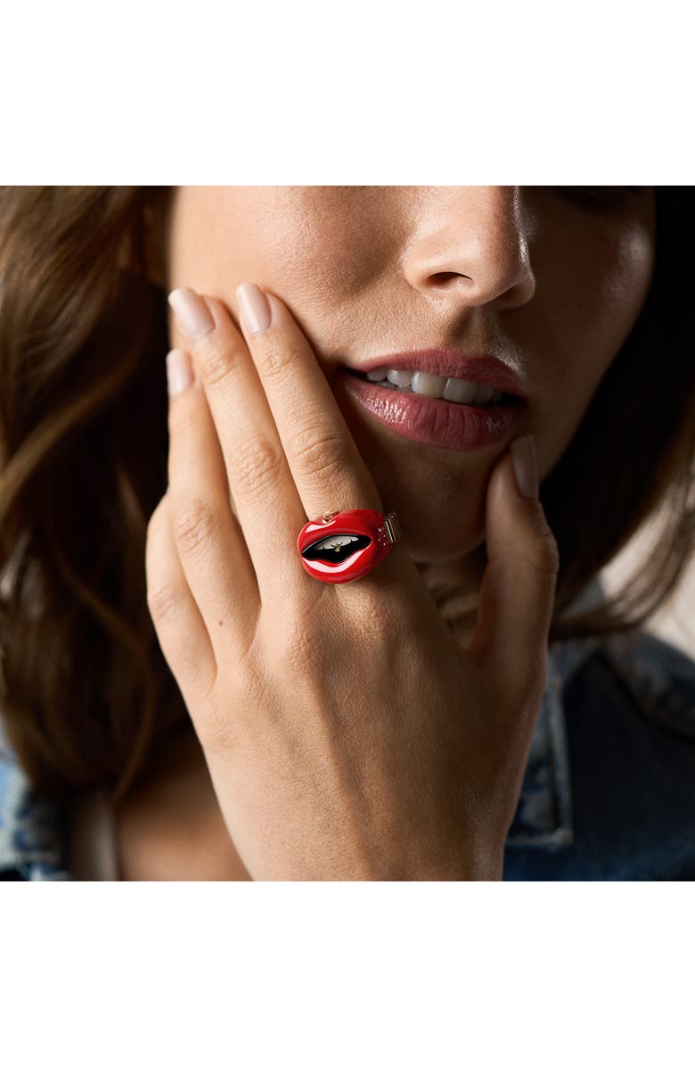 Fossil Red Lips Ring Watch, 23.3mm, Alternate, color, 