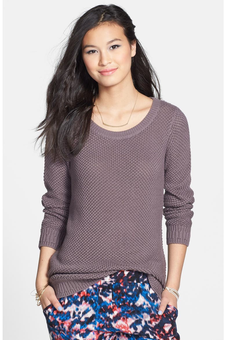 Textured Cotton Crewneck Sweater, Main, color, GREY SPARROW