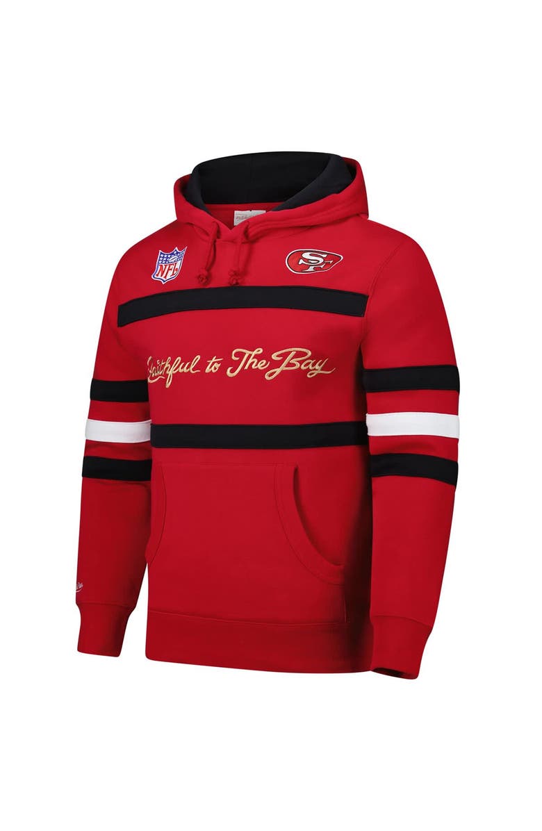 Mitchell & Ness Men's  Scarlet San Francisco 49ers Vintage Logo Head Coach Fleece Pullover Hoodie, Alternate, color, 