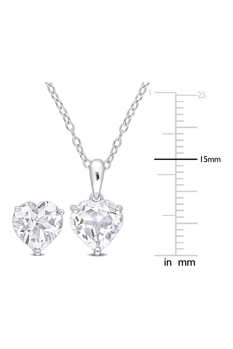 Heart Cut White Topaz Stud Earrings & Pendant Necklace Set, Alternate, color, WHITE