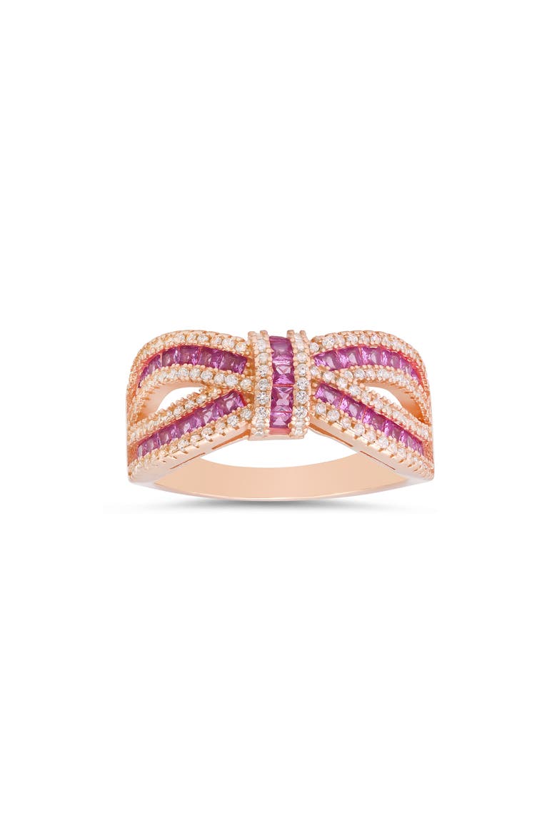 Cubic Zirconia Love Knot Ring, Main, color, ROSE GOLD