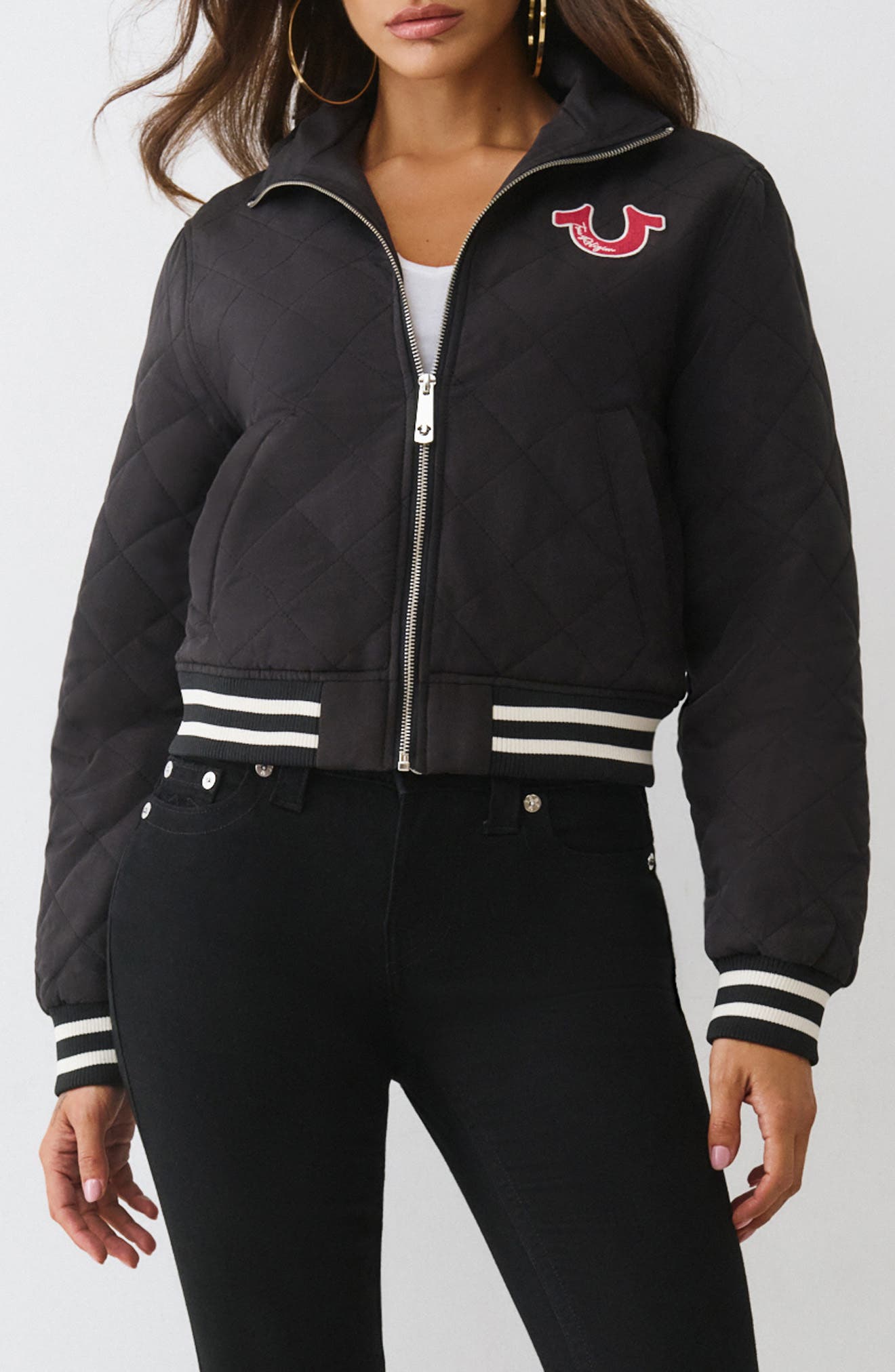 True Religion Quilted Logo Zip Jacket