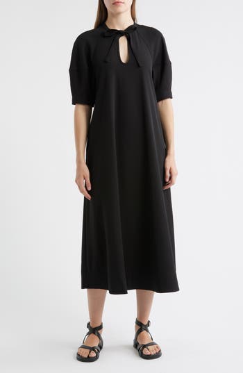 Cos Tie Neck Midi Dress In Black