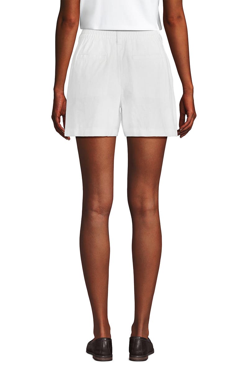 Lands' End High Rise Pleated A-line 5" Linen Shorts, Alternate, color, White