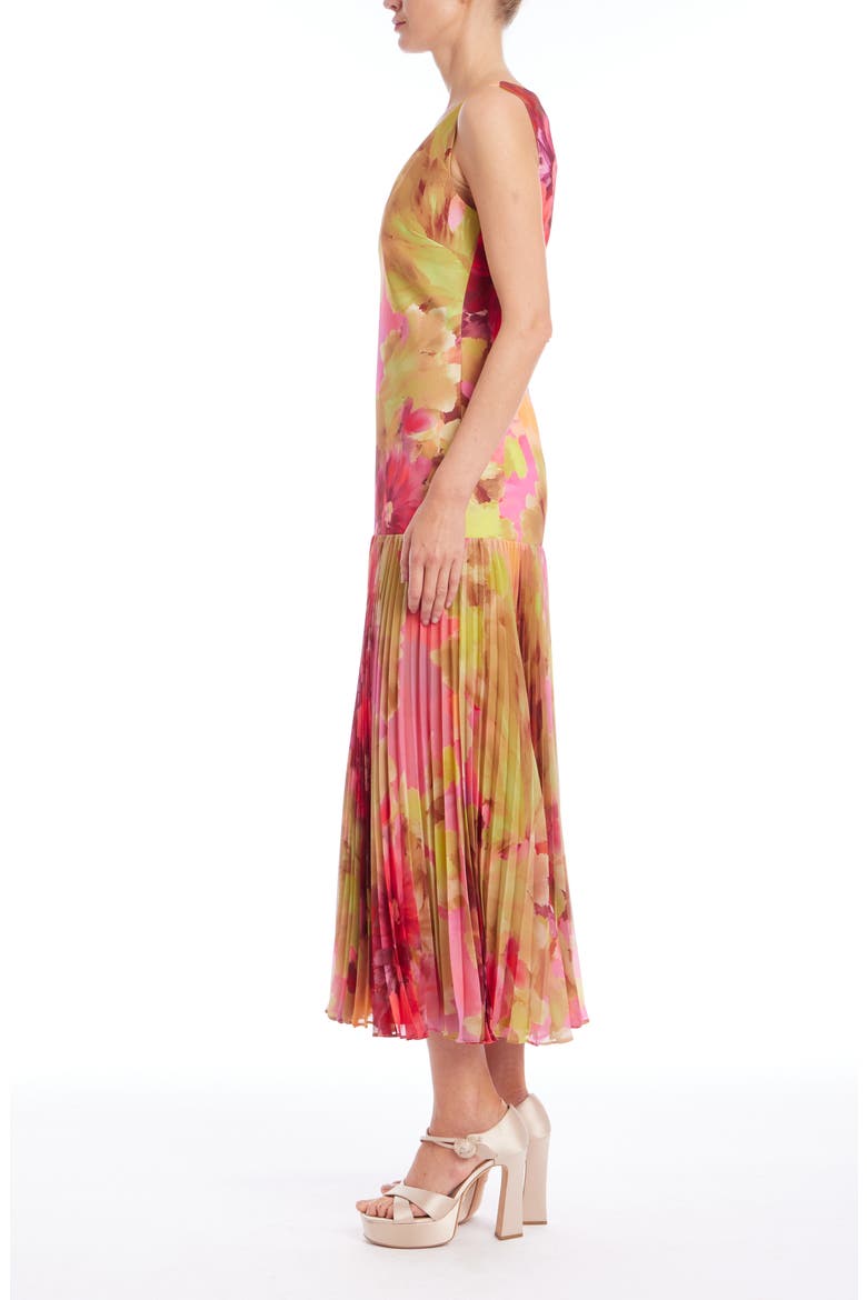 Floral Pleated Cocktail Dress, Alternate, color, PINK MULTI