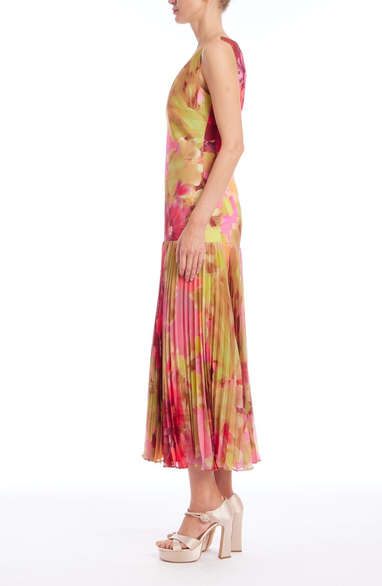 Badgley Mischka Collection Floral Pleated Cocktail Dress, Alternate, color, Pink Multi