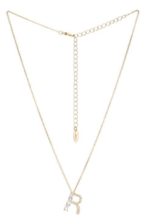 Mix Crystal Initial Pendant Necklace