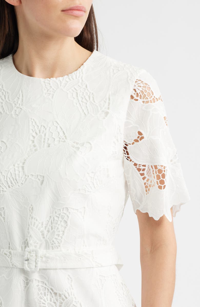 Elie Tahari The Clover Butterfly Lace Dress, Alternate, color, 