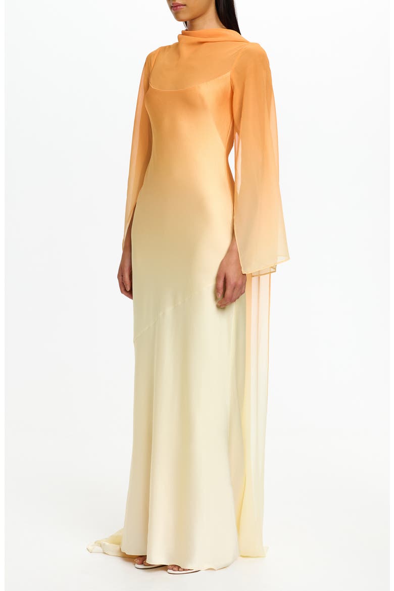 Devlyn Ombré Long Sleeve Gown, Alternate, color, SOLAR FLARE