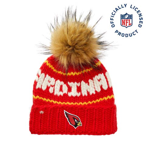 Red Cardinals Nfl Beanie With Faux Fur Pom