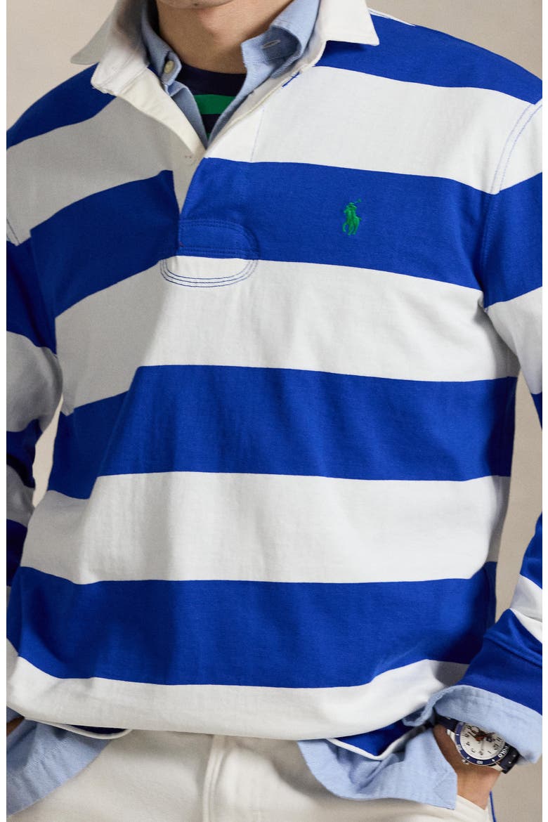 The Iconic Rugby Shirt, Alternate, color, PACIFIC ROYAL/ CLS OXFRD WHITE
