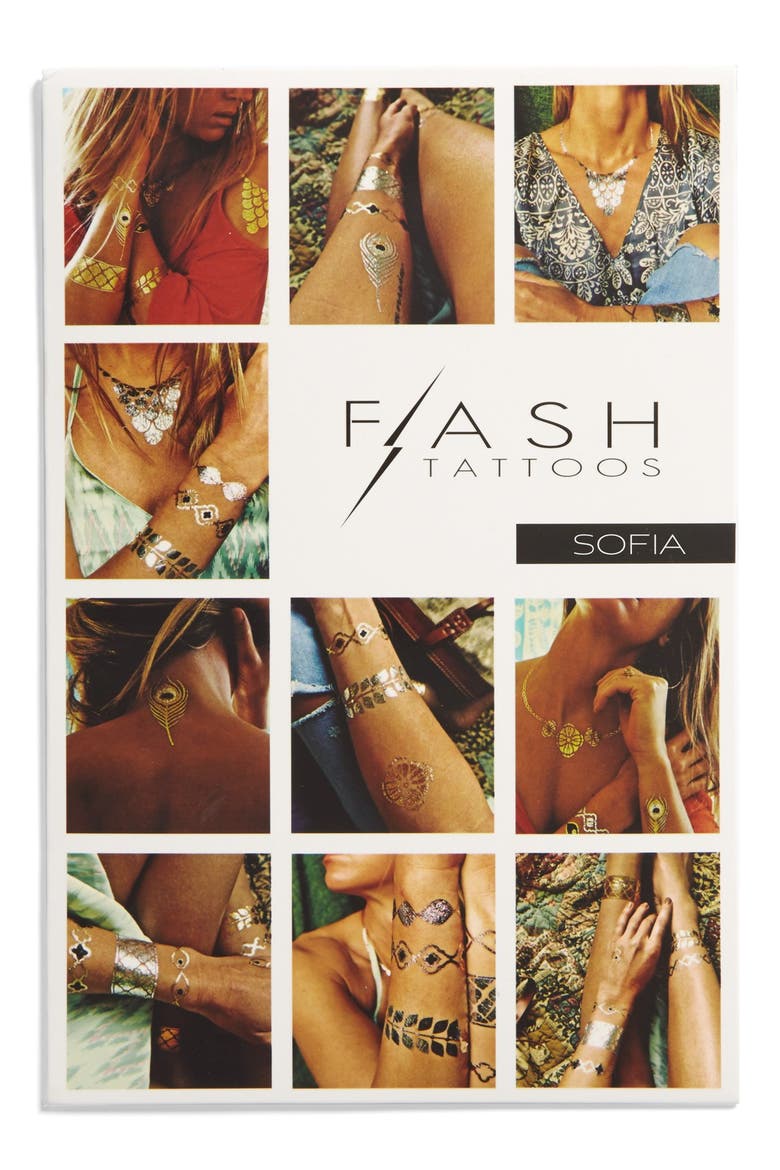 'Sofia' Temporary Tattoos, Main, color, METALLIC GOLD