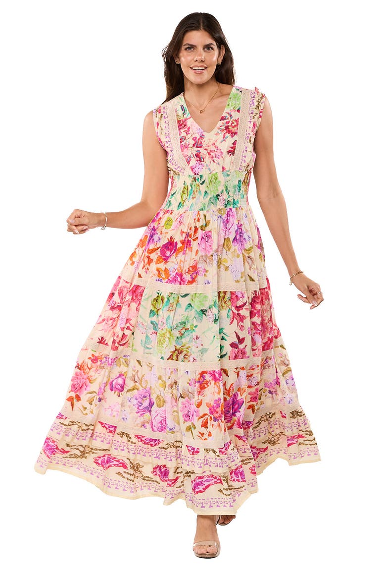 Floral Maxi Dress, Alternate, color, BEIGE