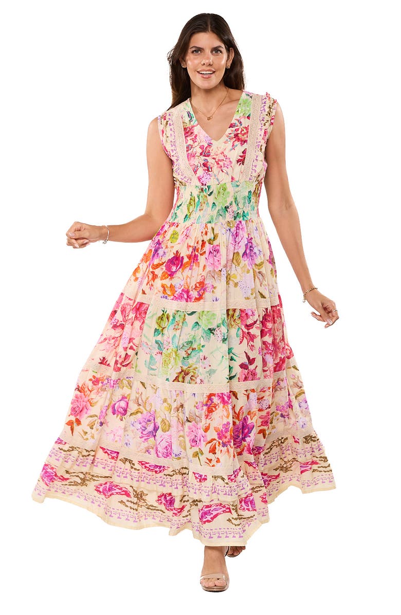 RANEES Floral Maxi Dress, Alternate, color, Beige