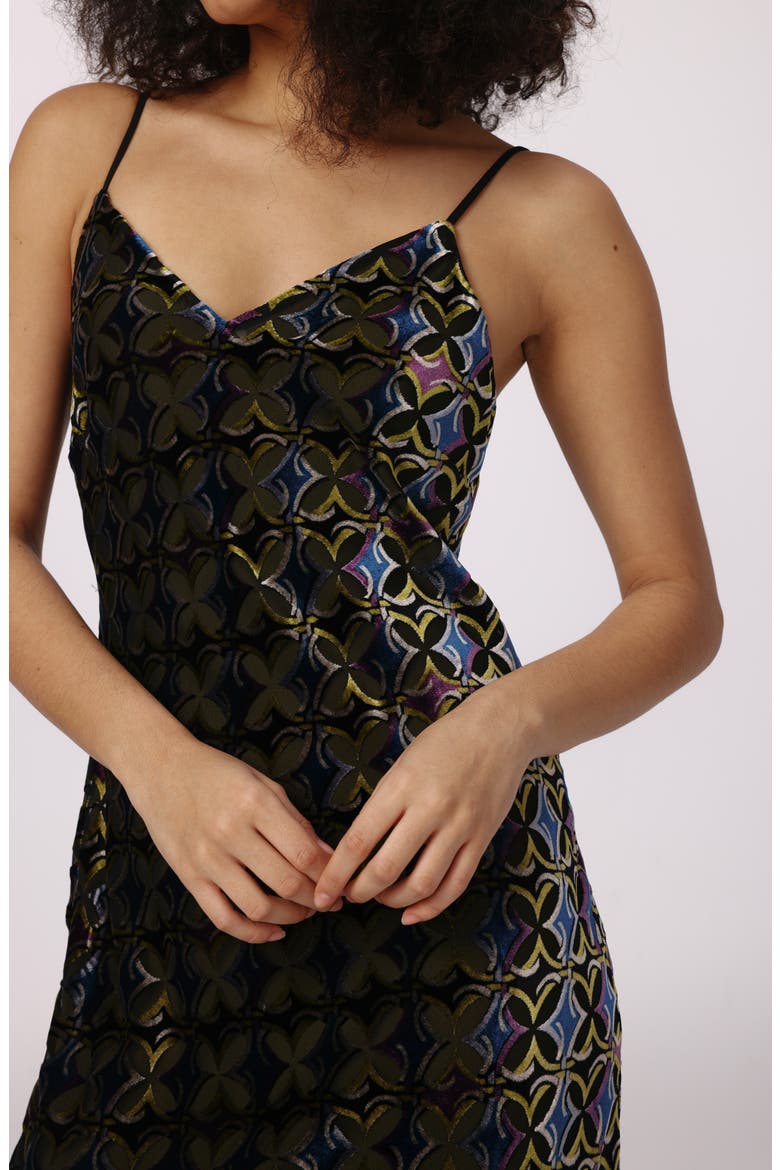 Trent Tile Print Velvet Burnout Slipdress, Alternate, color, GIG TILE GREEN BURNOUT