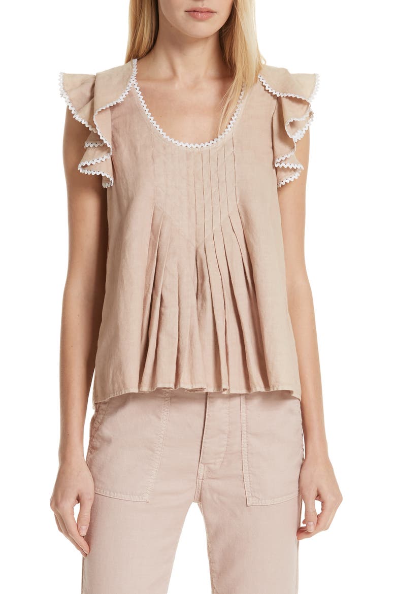 The Tulip Linen & Cotton Top, Main, color, BLUSH