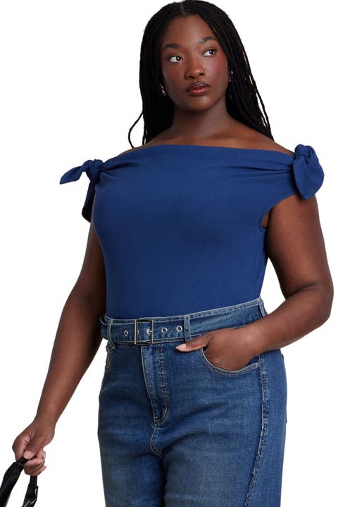 Off Shoulder Top With Ties (Plus)