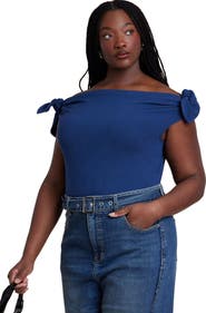 ELOQUII Off Shoulder Top With Ties