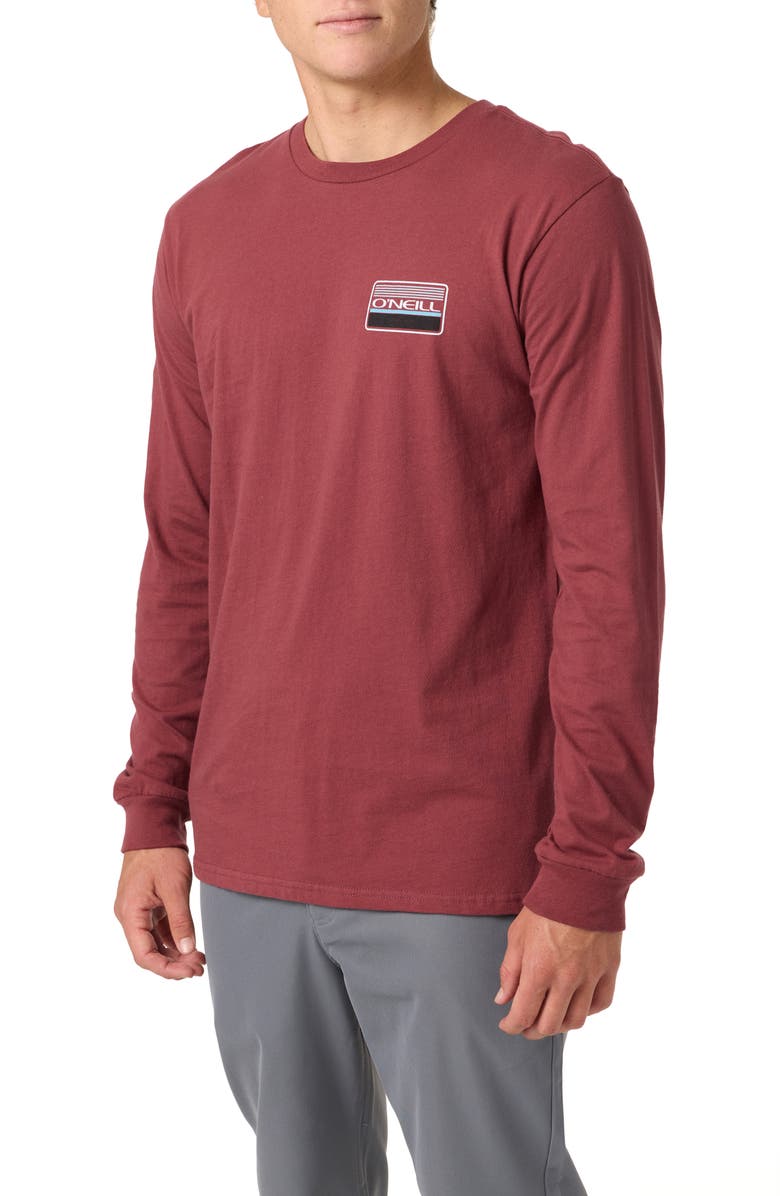O'Neill Banner Long Sleeve Cotton Graphic T-Shirt, Alternate, color, Oxblood Red