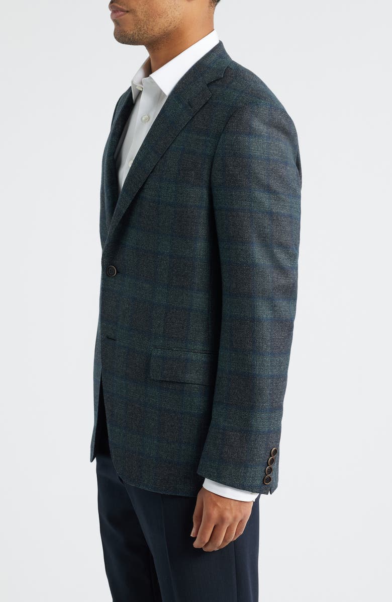 Heritage Gold Shadow Check Slub Super 110s Wool Mouliné Sport Coat, Alternate, color, Teal