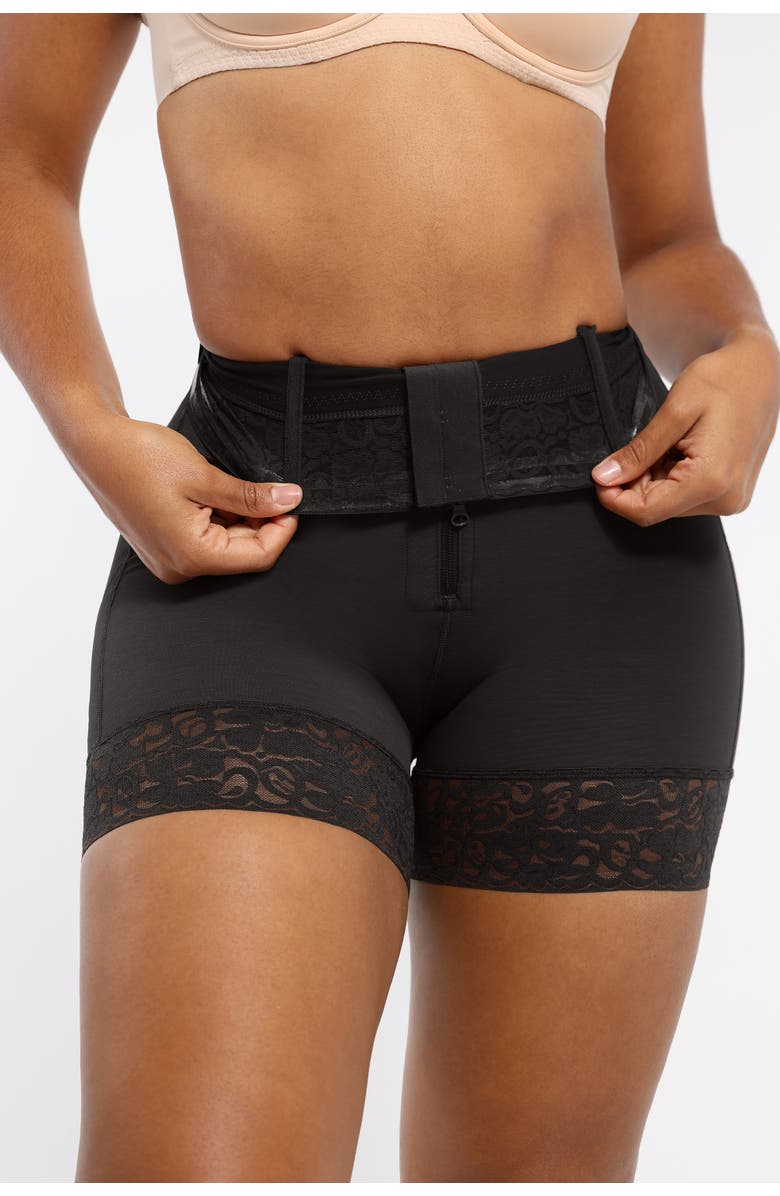 Shapellx Mid-Rise Steel Boned Butt-Lifting Shorts, Alternate, color, Onyx Black