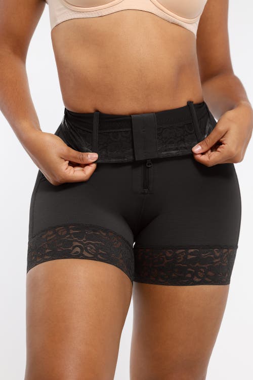 Shapellx Mid-rise Steel Boned Butt-lifting Shorts In Onyx Black