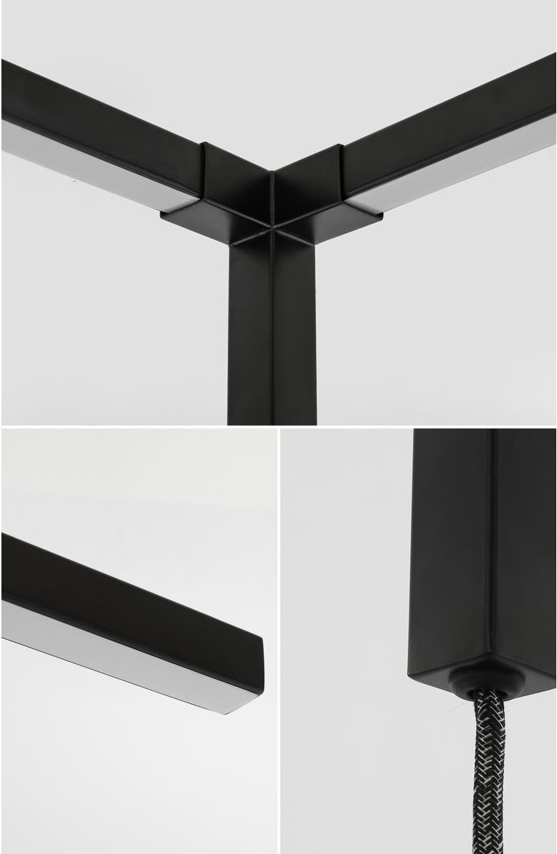 JONATHAN Y Madsen 18.25" 2-Light Modern Minimalist Iron Integrated Plug-In LED Sconce for Ceiling Corner with App/Remote Controllers, Black, Alternate, color, Black