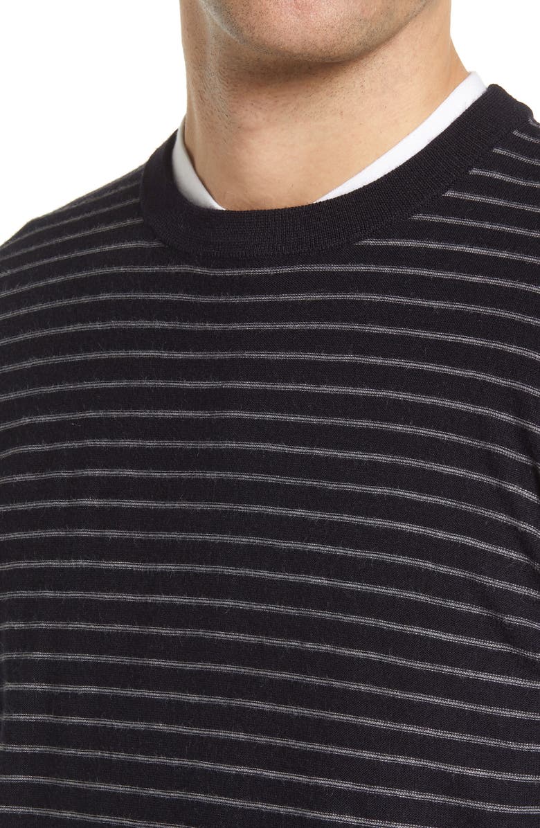 Nordstrom Men's Tech-Smart Stripe Merino Wool Blend Sweater, Alternate, color, Navy Grey Reverse Stripe