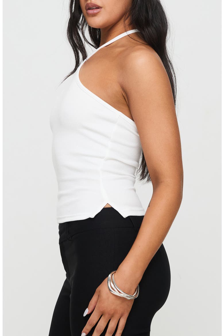 Baseline Rib Stretch Cotton Halter Top, Alternate, color, WHITE