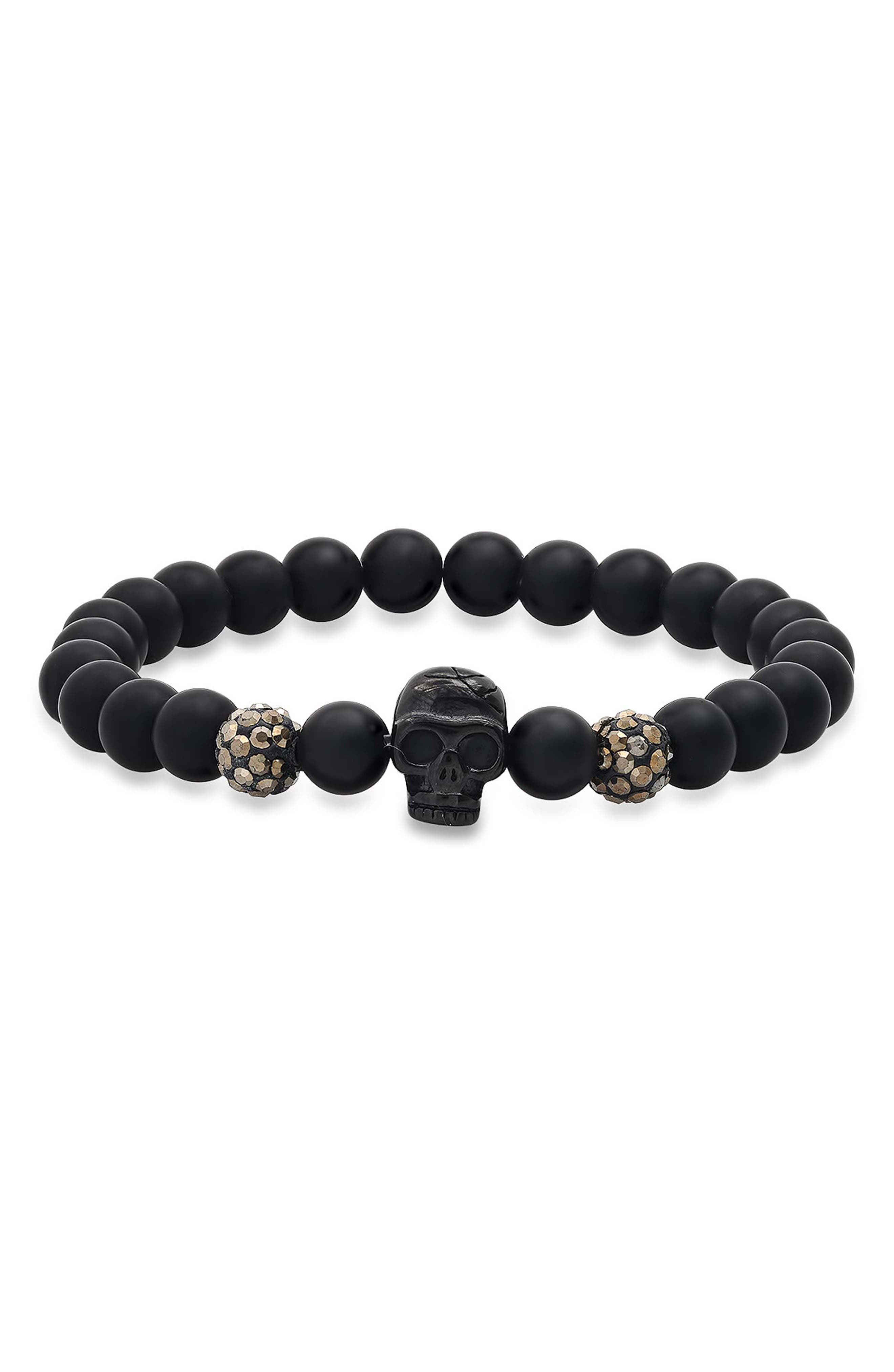 Men's Skull Lava Bead Bracelet
