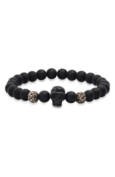 Men's Skull Lava Bead Bracelet