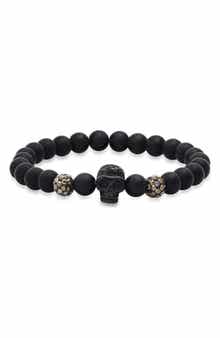 Men's Skull Lava Bead Bracelet