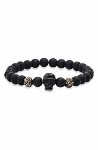 Men's Skull Lava Bead Bracelet